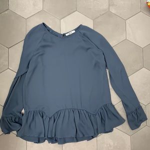 Teal/Grey Long-Sleeved Blouse